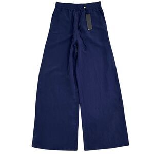 Kobi Halperin Size S Louise Blue Linen Tencel Pullon Wide Leg Pants NEW Trousers